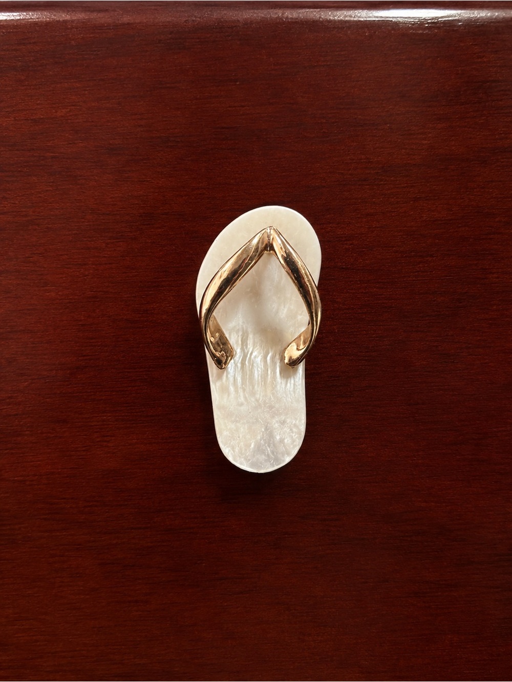 14k Gold-Strap White Mother of Pearl Flip Flop Pendant